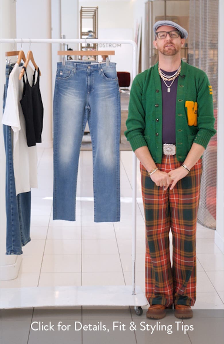 Mari High Waist Raw Hem Slim Straight Jeans, sales video thumbnail