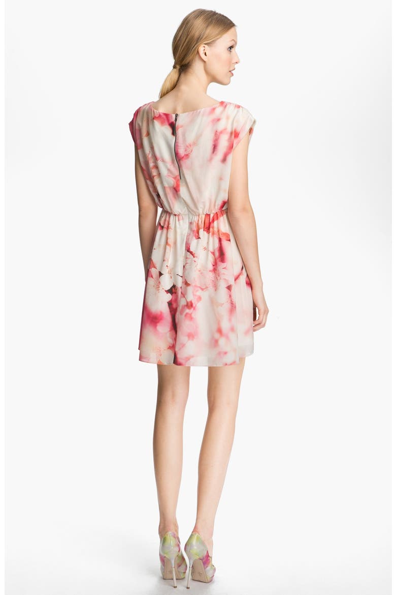 Print Cap Sleeve Dress, Alternate, color, CHERRY BLOSSOM