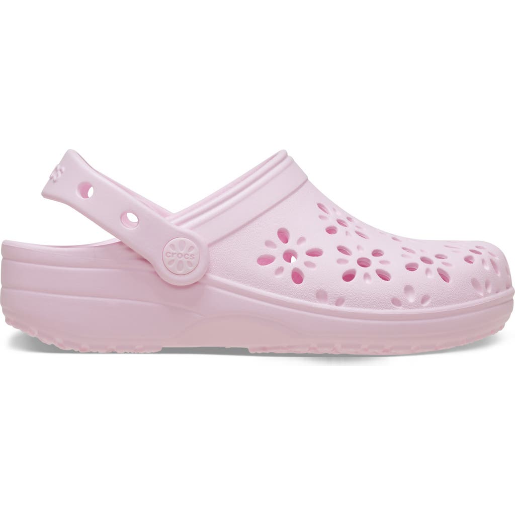 Crocs Girls Floral Cutout Clogs In Pink Milk