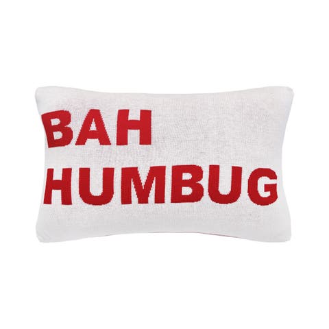 Bah Humbug Knitted Throw Pillow, 14" x 22"