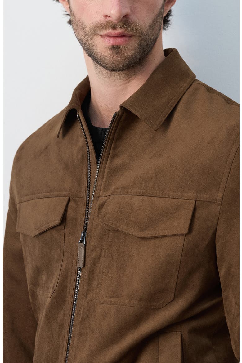 Faux Suede Jacket, Alternate, color, COGNAC