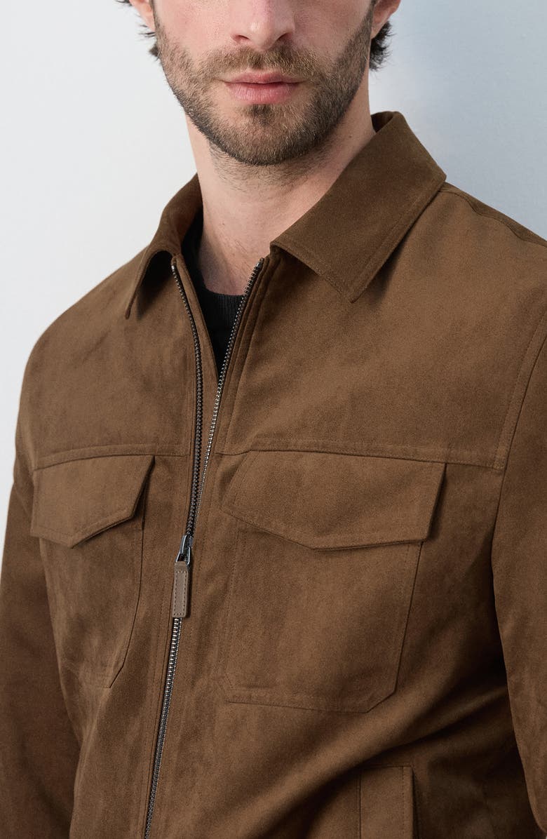 MANGO Faux Suede Jacket, Alternate, color, Cognac