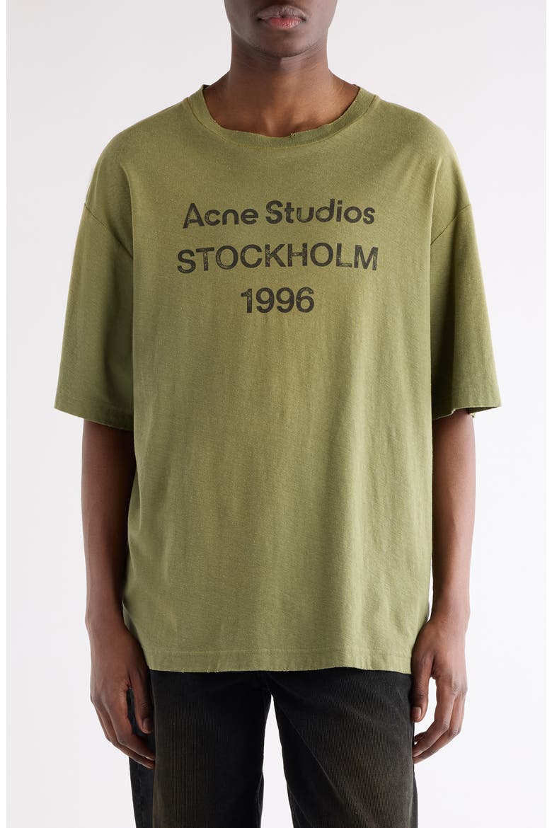 1996 Logo Distressed Cotton & Hemp Graphic Tee, Main, color, OLIVE GREEN