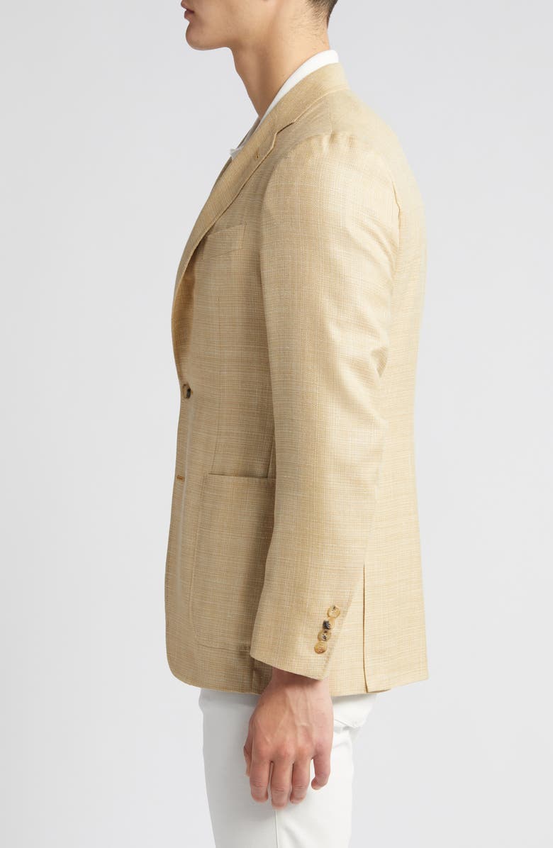 Canali Kei Trim Fit Solid Wool & Silk Blend Sport Coat, Alternate, color, Yellow