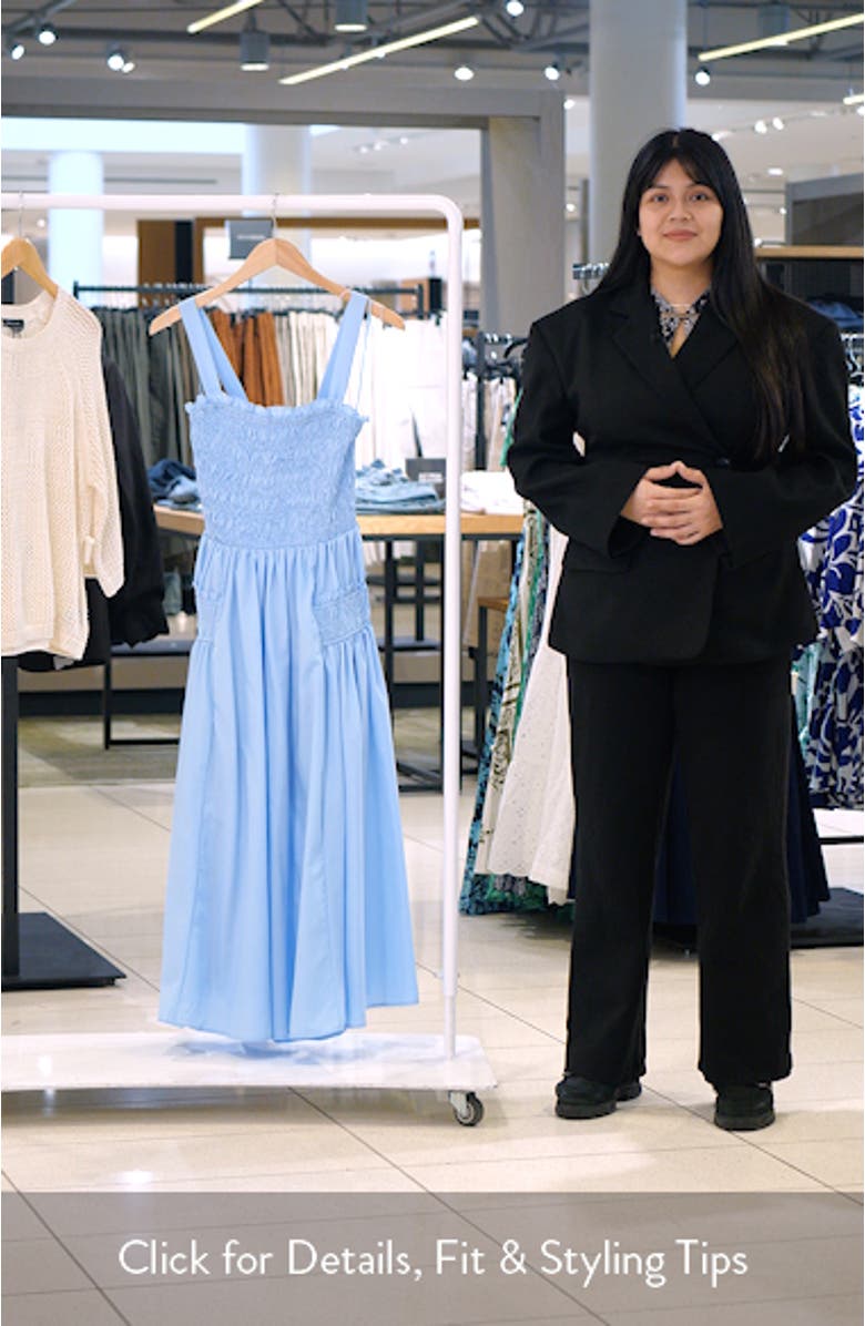 Smocked Cross Back Midi Sundress, sales video thumbnail