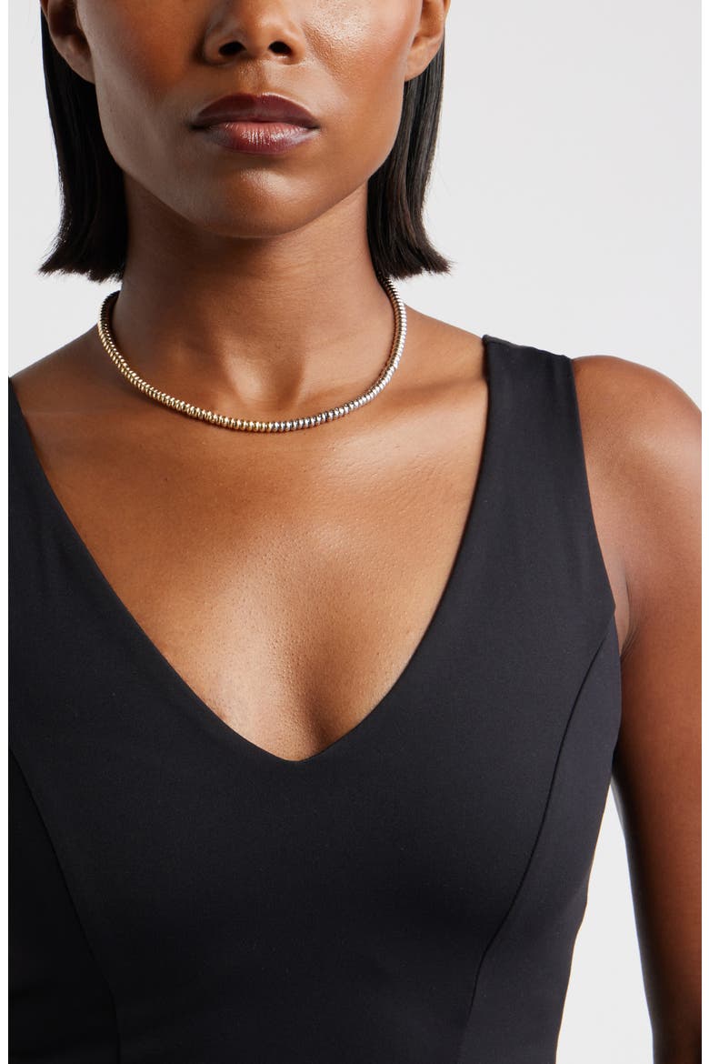 Two-Tone Beaded Necklace, Alternate, color, GOLD- SILVER