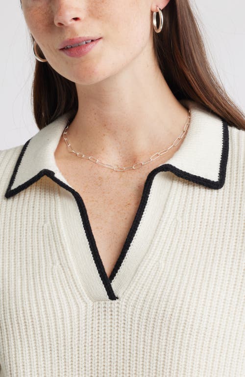 Caslonr Caslon(r) Johnny Collar Cotton & Wool Sweater