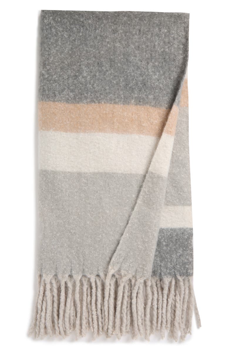 NORDSTROM RACK Stripe Fringe Throw Blanket, Alternate, color,