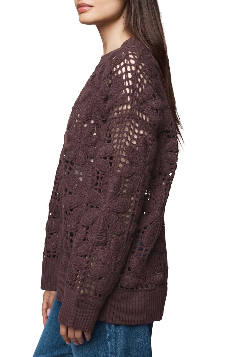 Magnolia Floral Open Stitch Sweater, Alternate, color, WASHED PLUM