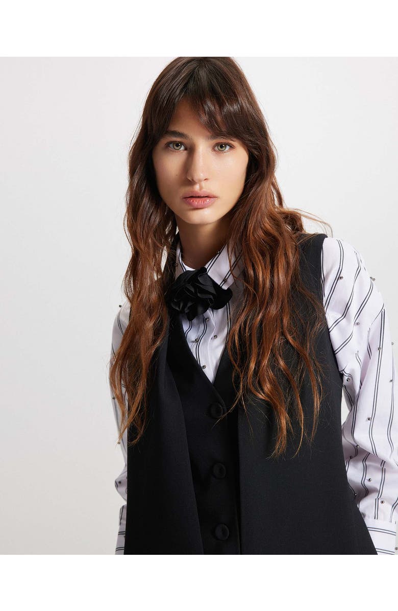 THEO The Label Daphne Tie Front Vest Jacket, Alternate, color, Black