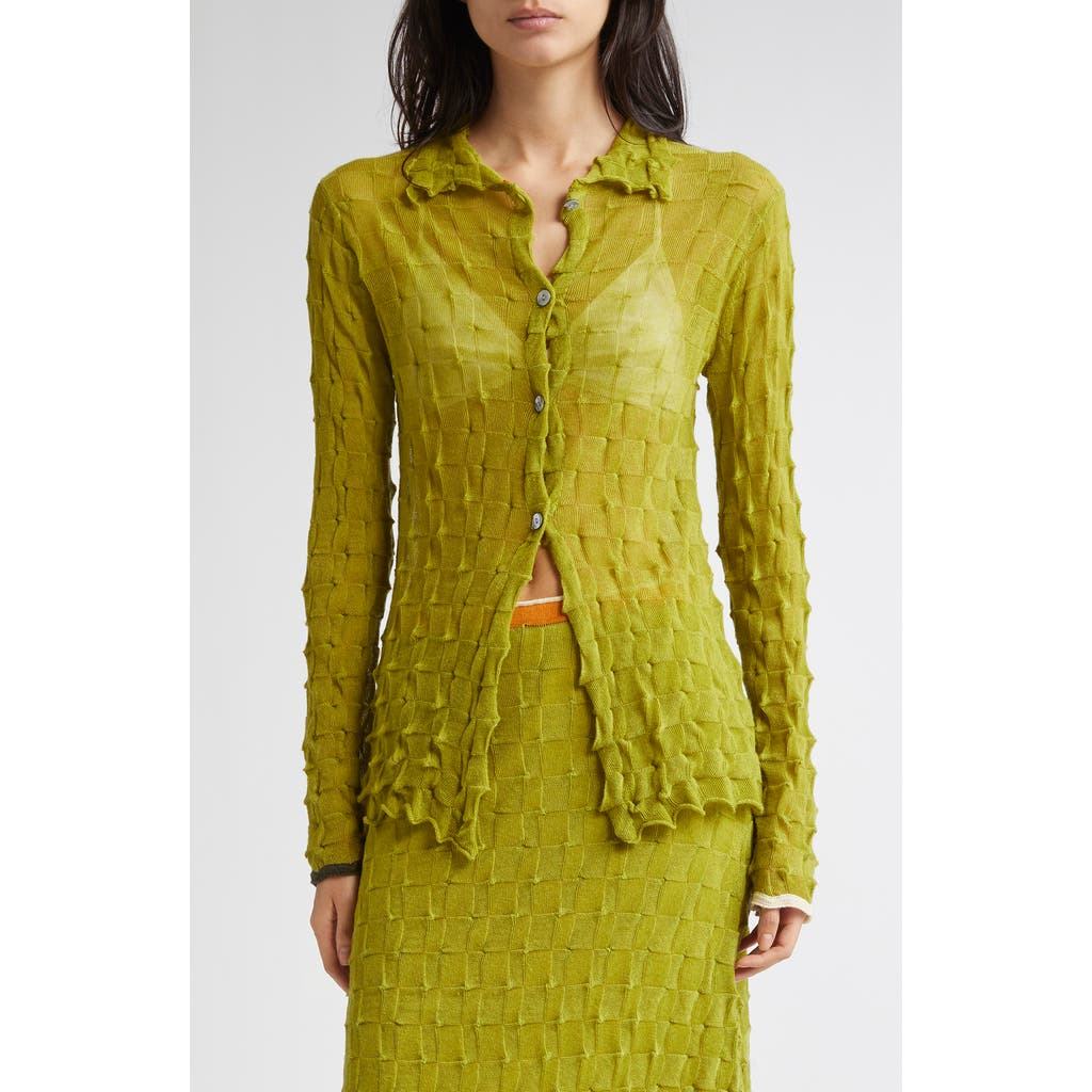 Yanyan Borlor Wool Cardigan In Green