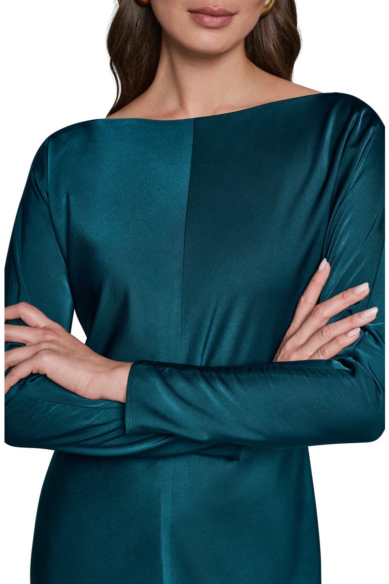 Long Sleeve Ruffle Hem High-Low Dress, Alternate, color, HUDSON