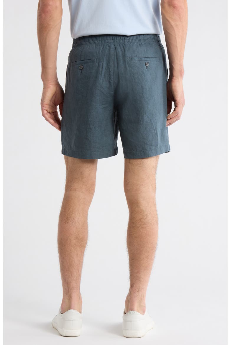 Flat Front Linen Shorts, Alternate, color, BLUE SLATE