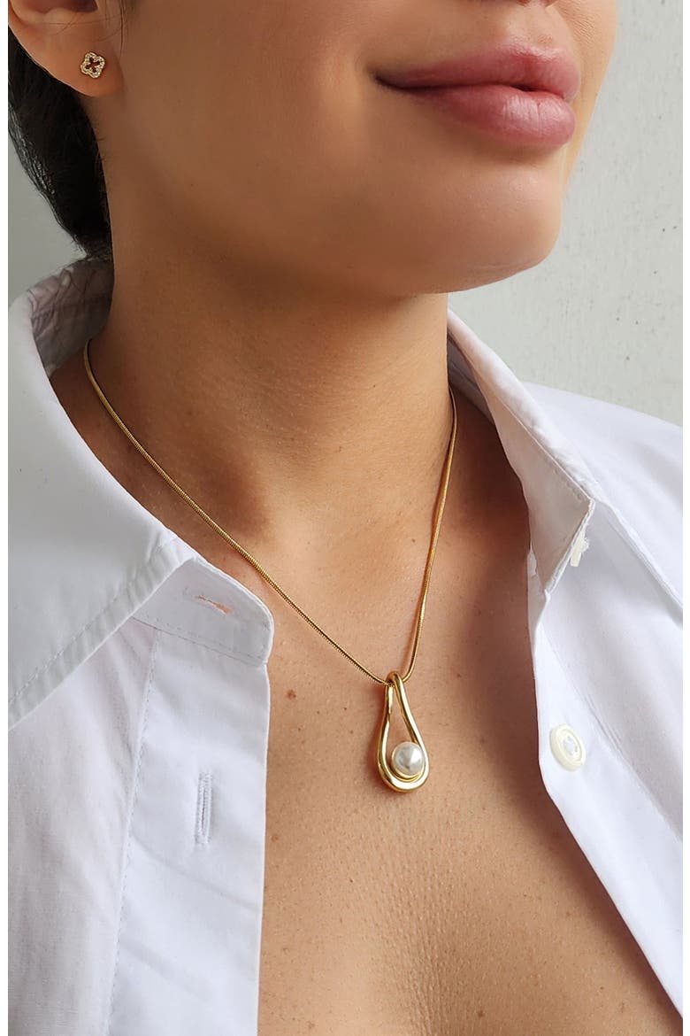 Faux Pearl Pendant Necklace, Alternate, color, WHITE