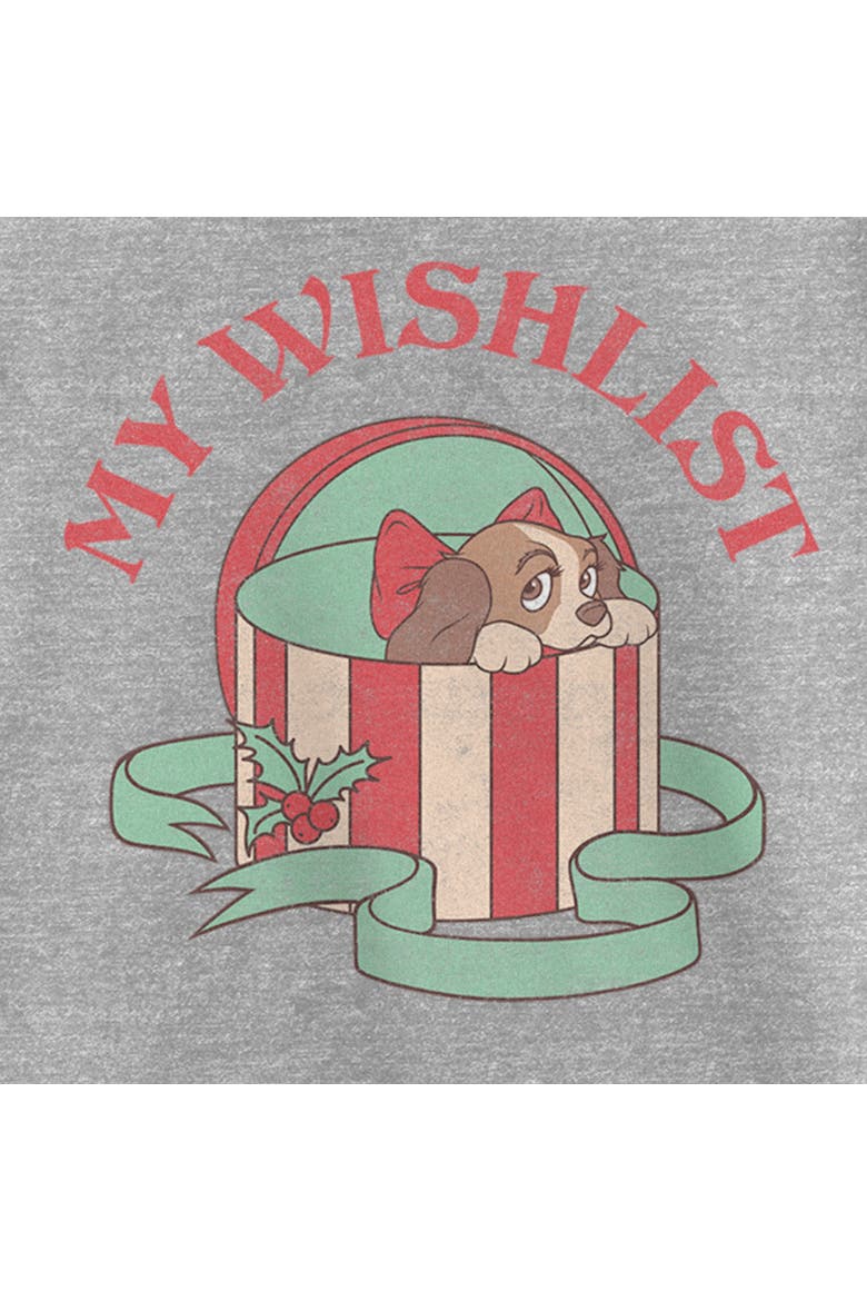 Girl's Lady and the Tramp Christmas My Wishlist  Graphic T-Shirt, Alternate, color, Athletic Heather