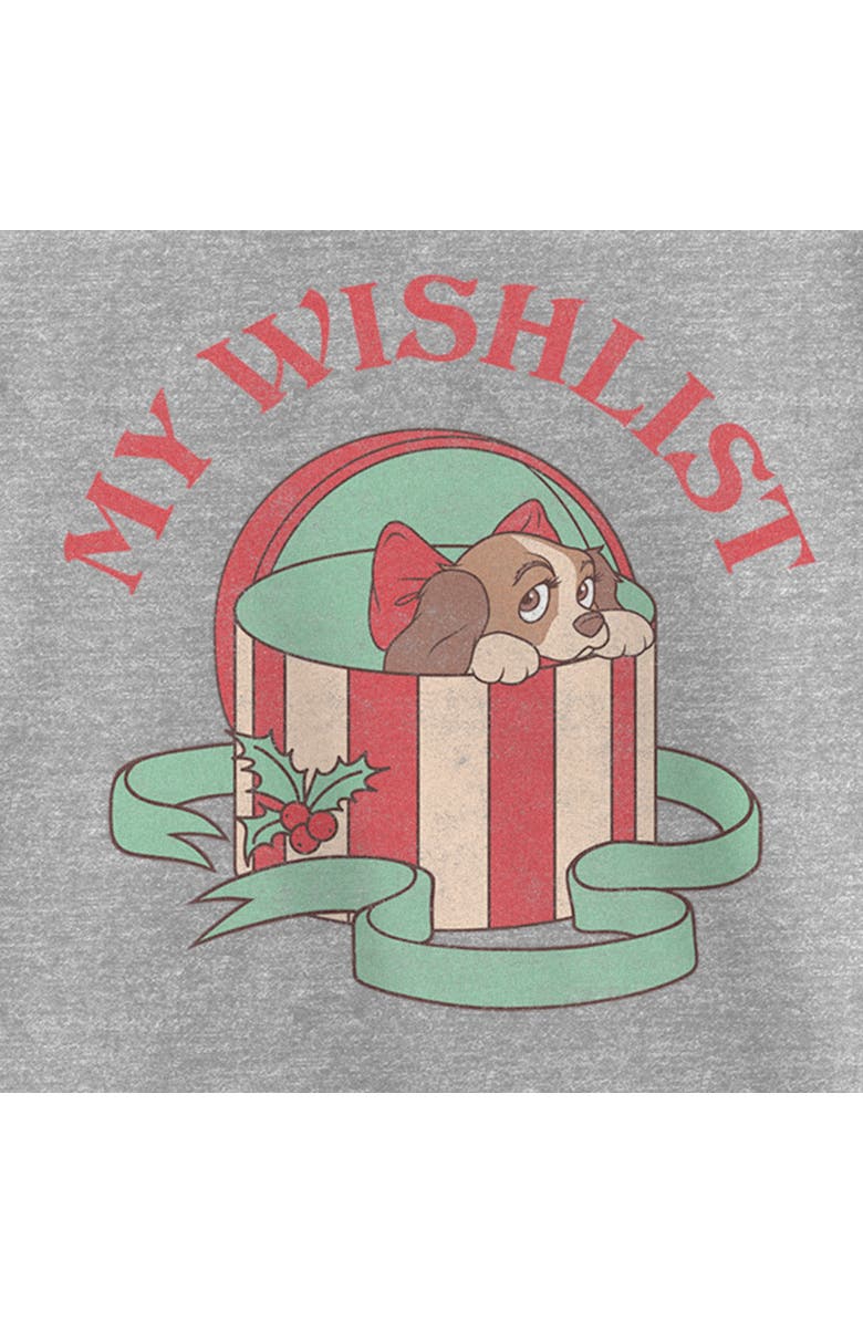 Lady and the Tramp Girl's Lady and the Tramp Christmas My Wishlist  Graphic T-Shirt, Alternate, color, Athletic Heather