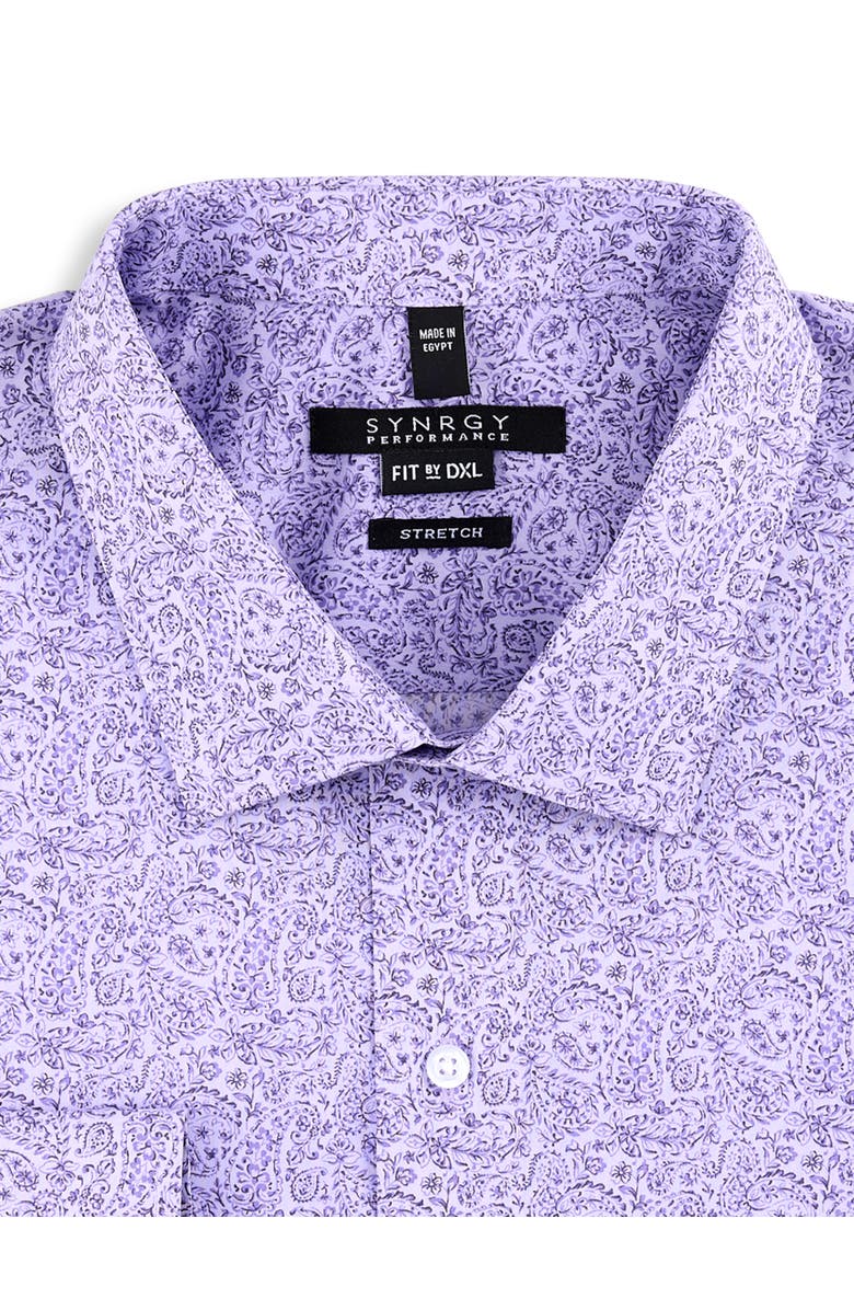 Synrgy by DXL Big & Tall Modern Paisley Performance Dress Shirt, Alternate, color, Purple