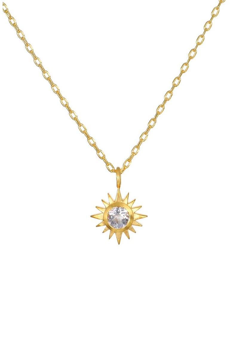 Clarity White Topaz Starburst Necklace, Main, color, Gold