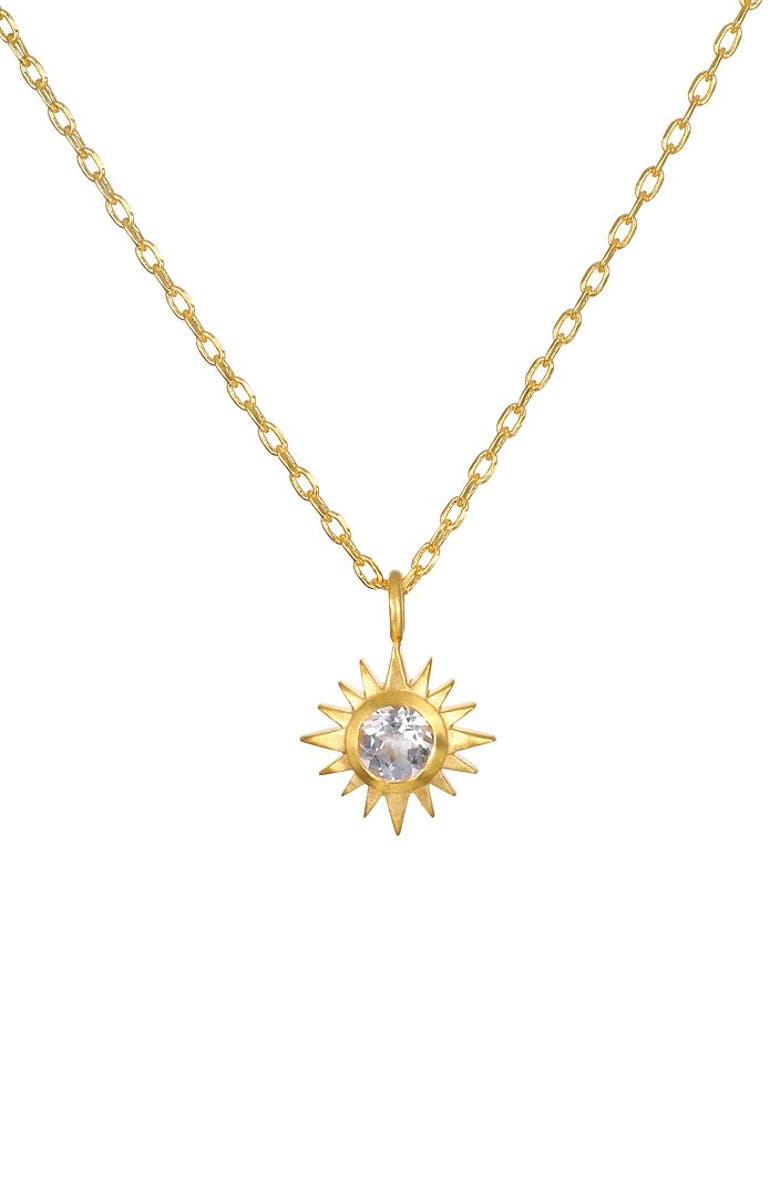 Satya Jewelry Clarity White Topaz Starburst Necklace, Main, color, Gold