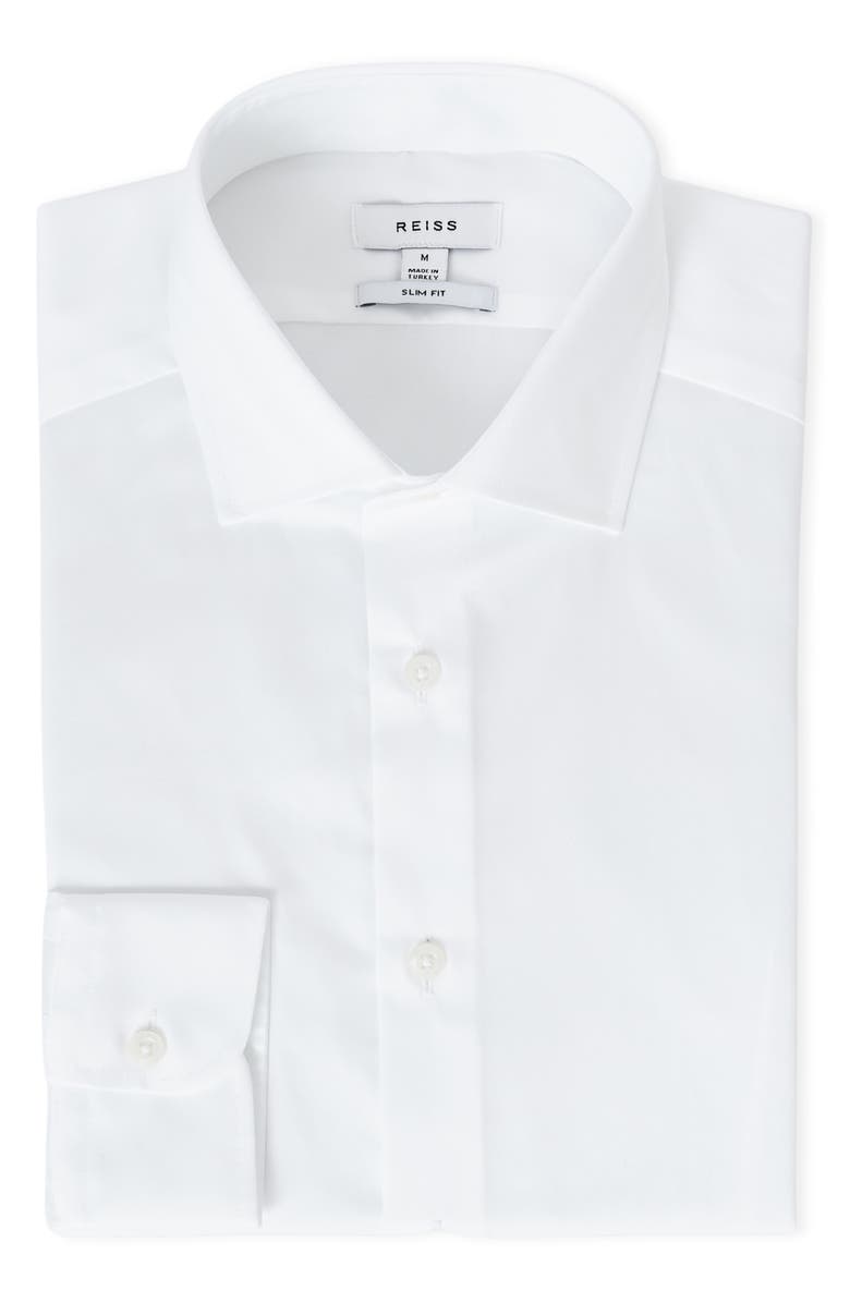 Reiss Remote Slim Fit Cotton Button-Up Shirt, Alternate, color, White