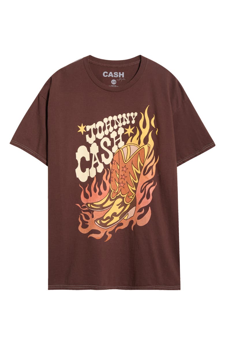 Merch Traffic Johnny Cash Boots Graphic T-Shirt, Main, color, Brown Pigment Dye