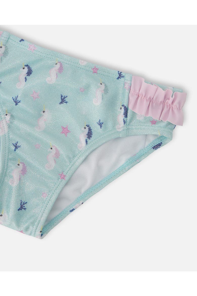 Two-Piece Ruffle Seahorse Swimsuit, Alternate, color, Blue Seahorse Print