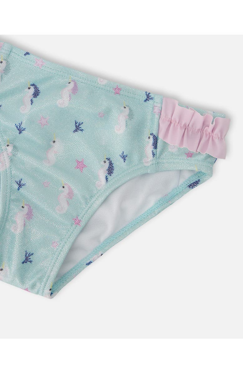 Deux par Deux Two-Piece Ruffle Seahorse Swimsuit, Alternate, color, Blue Seahorse Print