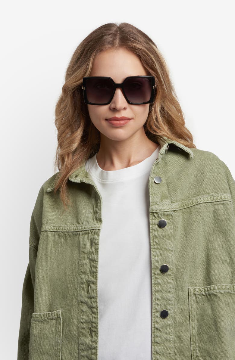 Carrera Eyewear 57mm Rectangular Sunglasses, Alternate, color, Black Gold/ Dark Grey