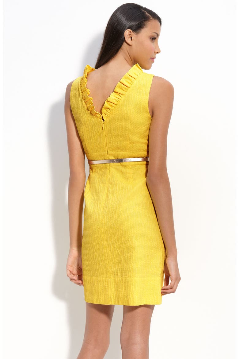 Belted Jacquard Sheath Dress, Alternate, color, YELLOW