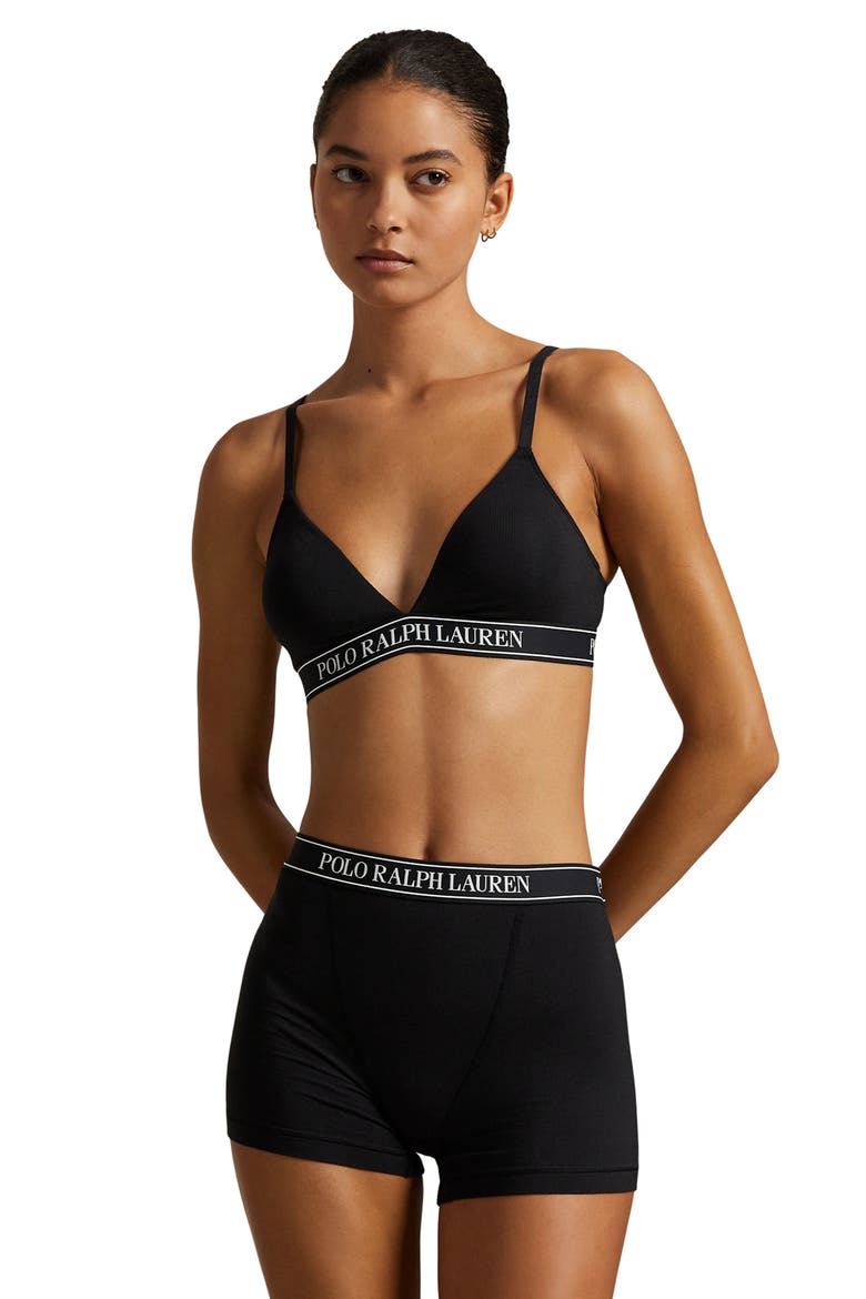 Logo Band Triangle Bralette, Alternate, color, ONYX