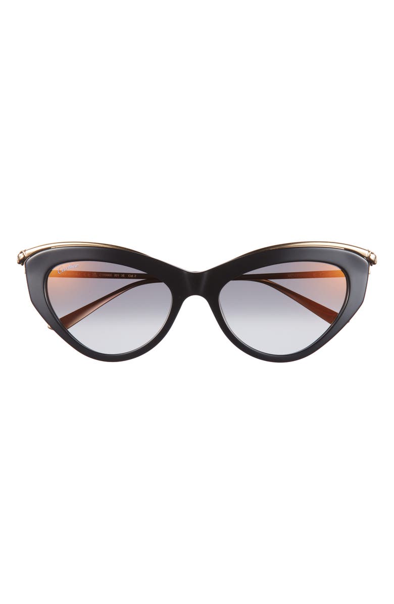 Cartier 55mm Gradient Cat Eye Sunglasses, Main, color, Black