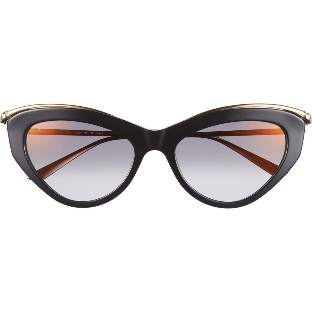 Cartier 55mm Gradient Cat Eye Sunglasses In Black