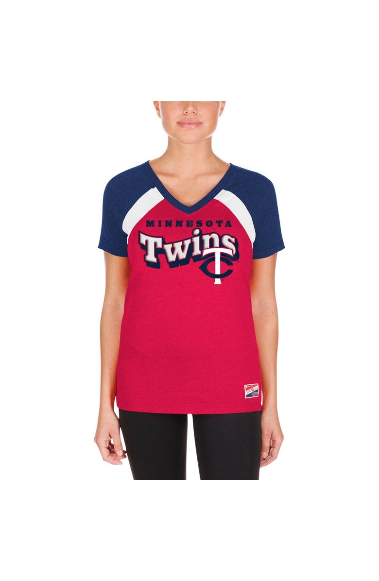 New Era Women's New Era Red Minnesota Twins Heathered Raglan V-Neck T-Shirt, Alternate, color, 