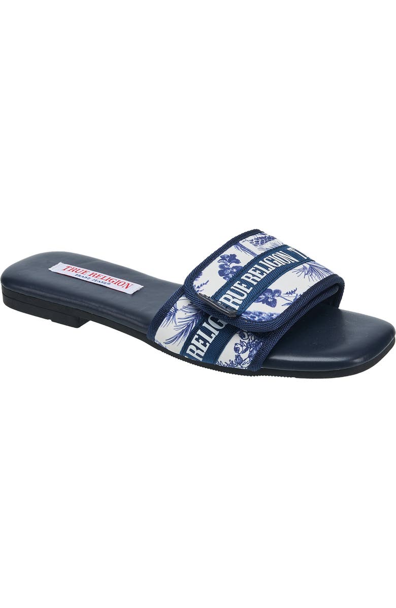 True Religion Missy Logo Adjustable Sandal, Main, color, Blue