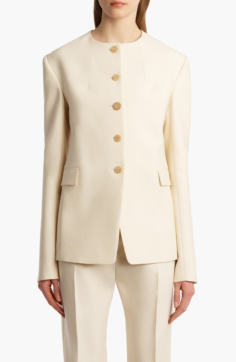 Khaite Jameson Textured Faille Jacket, Main, color, Cream