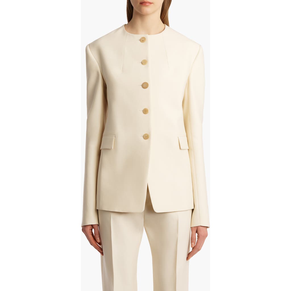 Khaite Jameson Textured Faille Jacket In Nude