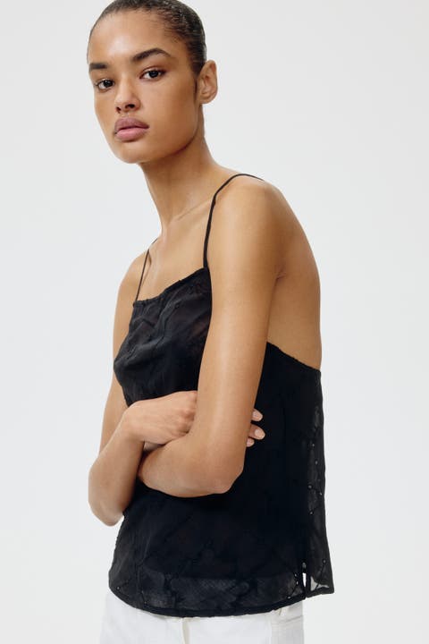 Strappy Top With Eyelet Embroidery