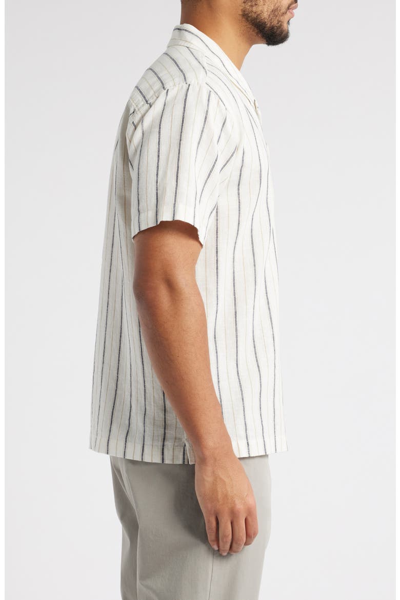 Foster Stripe Linen & Cotton Camp Shirt, Alternate, color, WHITE/GREY STRIPE