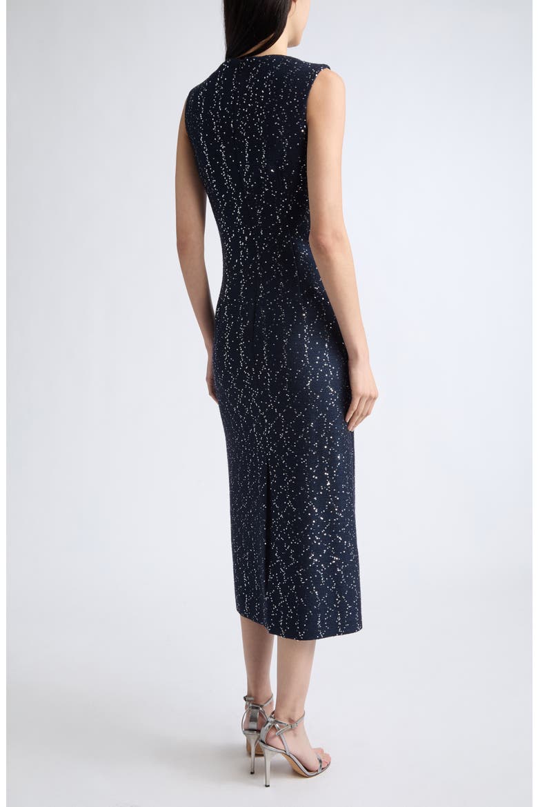 Sequin Wool Blend Tweed Cocktail Dress, Alternate, color, NAVY