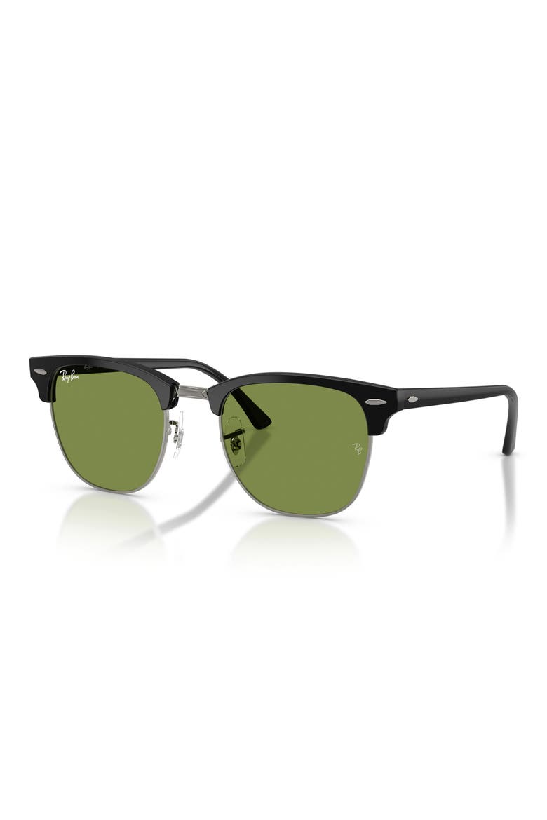 Clubmaster 51mm Square Sunglasses, Alternate, color, MATTE BLACK ON BLACK / GREEN