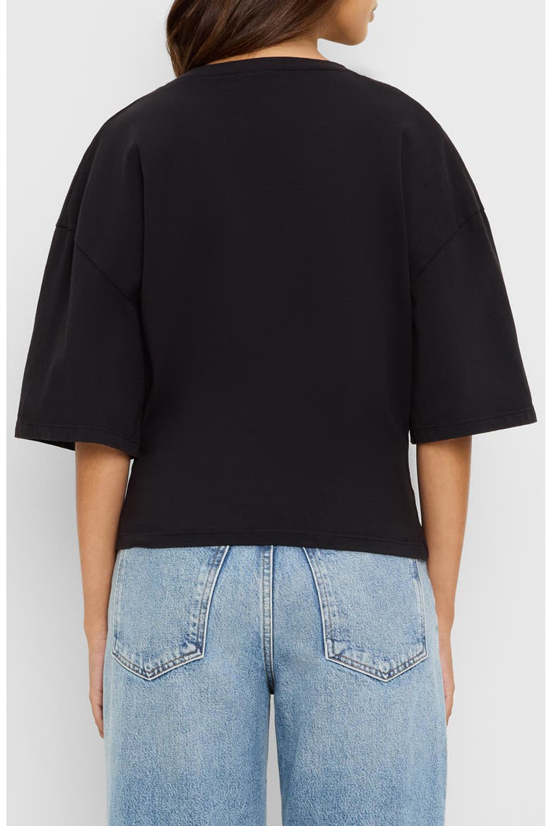 Zinnia Pleated Side Cotton T-Shirt, Alternate, color, BLACK