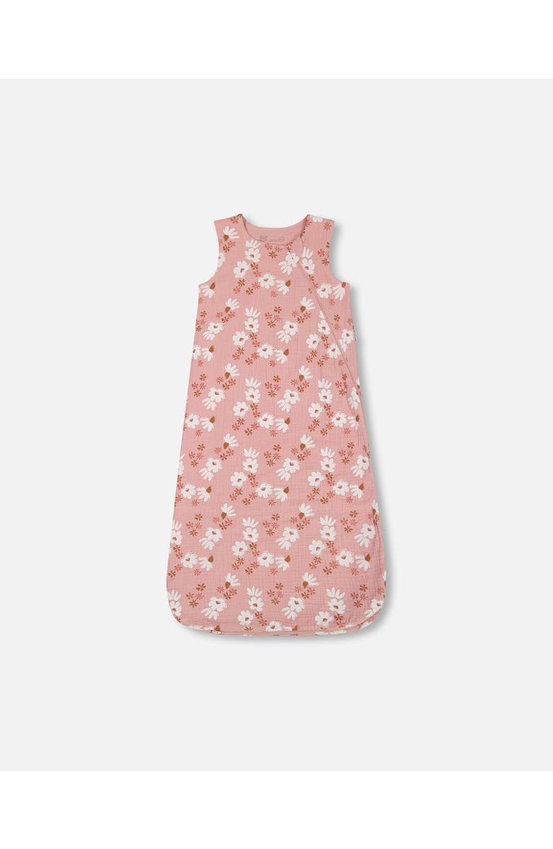 Deux par Deux Baby Girl's Printed Muslin Sleep Sack Pink And White Flowers, Main, color, Pink And White Flowers