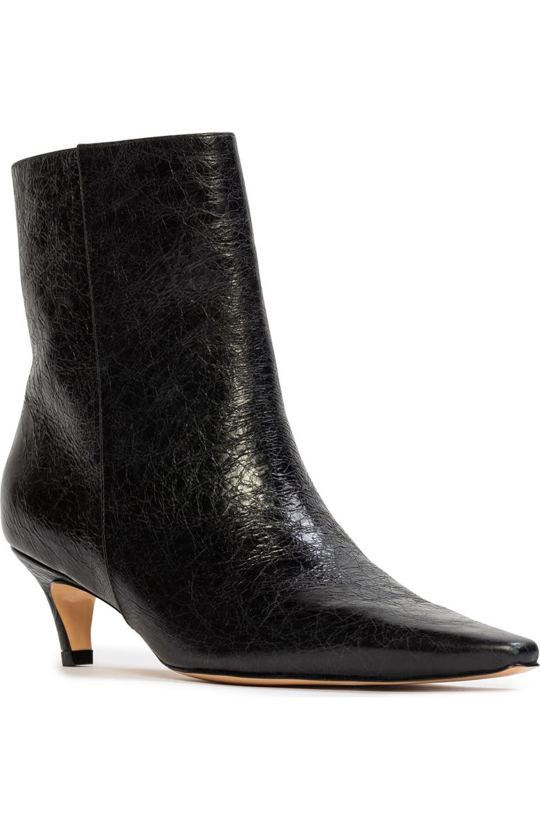 BLACK SUEDE STUDIO Avenue 50 Pointed Toe Kitten Heel Bootie, Main, color, Black Crinkle