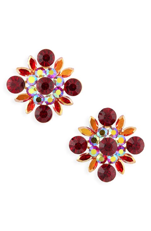 Crystal Flower Stud Earrings
