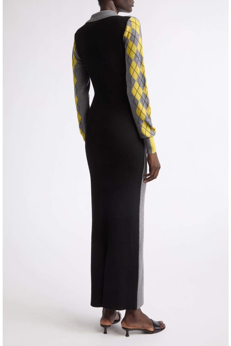Raisa Long Sleeve Merino Wool Polo Maxi Dress, Alternate, color, GREY MELANGE MULTI