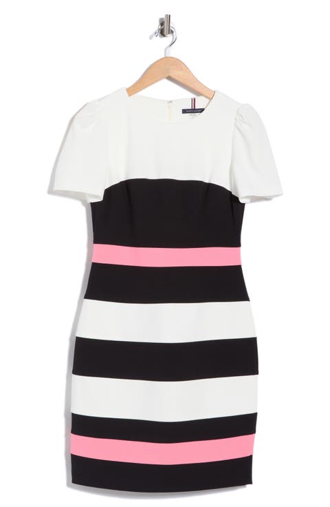 Short Sleeve Colorblock Sheath Dress