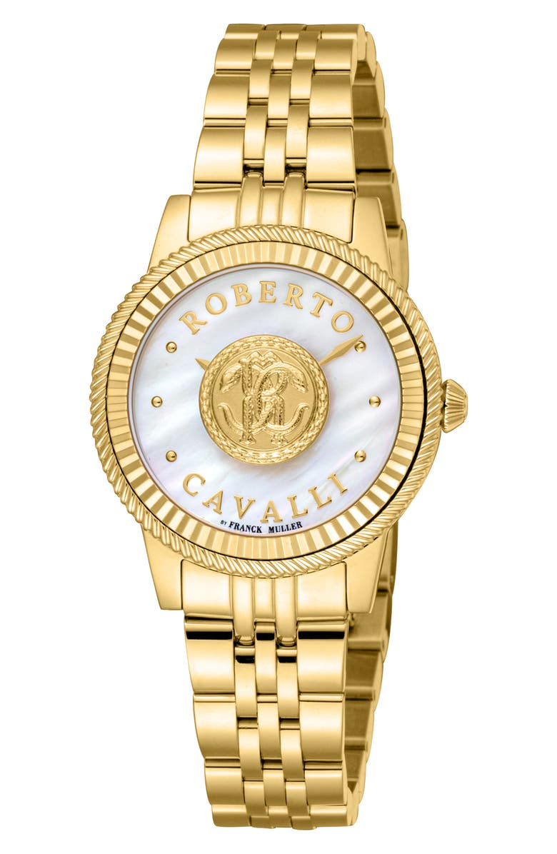 Roberto Cavalli by Franck Muller Mother-of-Pearl Bracelet Watch, 30mm, Main, color, Gold