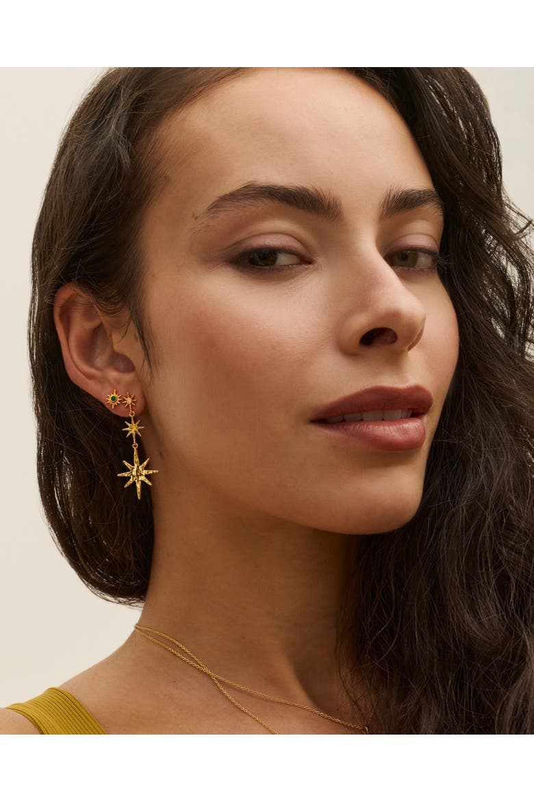Onyx Star Stud Earrings, Alternate, color, Gold