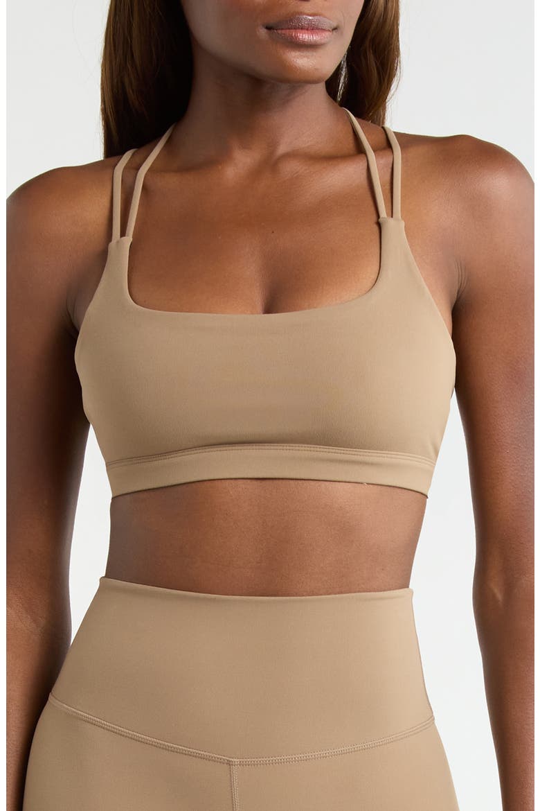 Cloud Strappy Sports Bra, Main, color, CARIBOU