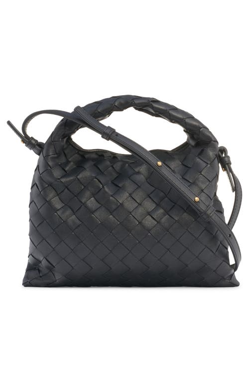 Bottega Veneta Mini Hop Intrecciato Leather Hobo Bag In Gray